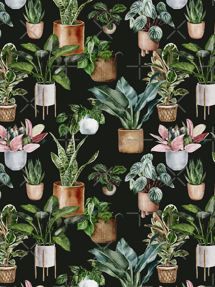 ZZ Plant Vine Plant  Snake Plant Pink Princess Robber Plant Prayer Plant Houseplant Love Nature Black Pattern by travellb