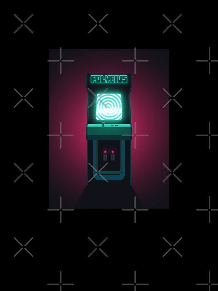 Polybius Arcade Game Machine Cabinet Front Dark Red by VoodooCircus