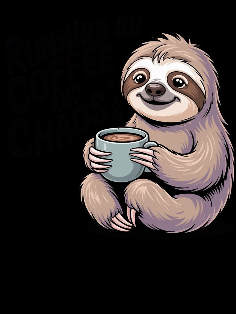 Running on Coffee and Chaos – Cute Sloth Mug Life by Design Delinquent