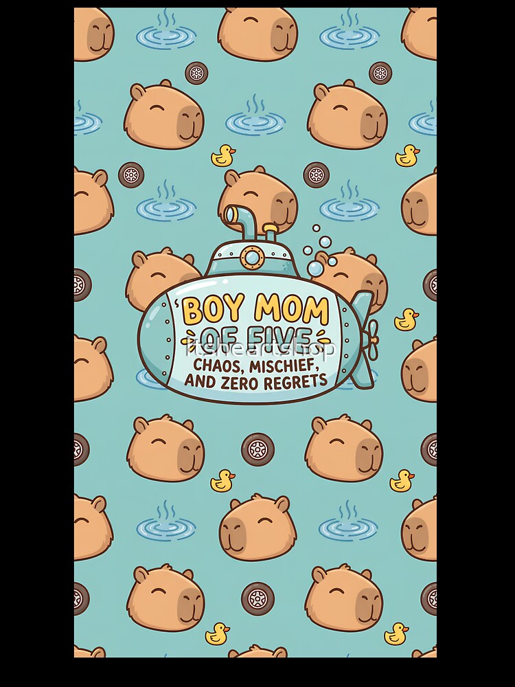 Boy Mom of 5 Cute Capybara Pattern by Itsheartshop
