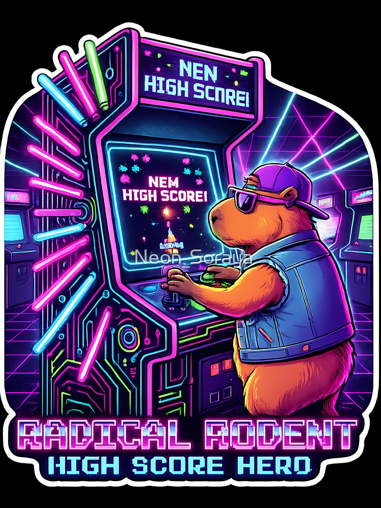 Radical Rodent Arcade High Score Neon Sticker by Neon_Soraya