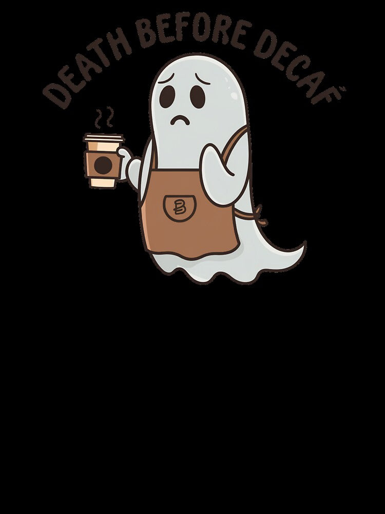 Barista Ghost - Death Before Decaf Coffee Lover Art by OldSchoolRetro