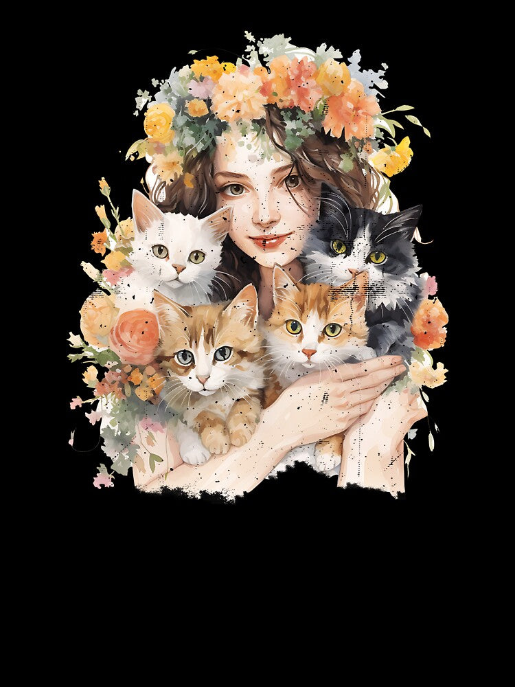 Girl  with Cats by Bichon Boutique