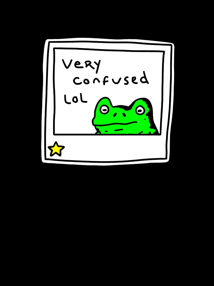 Confused Frog Polaroid - "No Thoughts, Just Vibes" by JBartworks