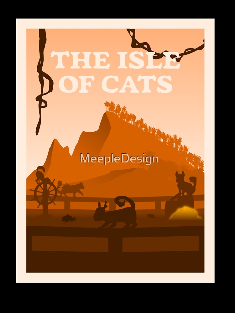The Isle of Cats (Orange) - Board Games - Minimalist Travel Poster Style - Board Game Art by MeepleDesign