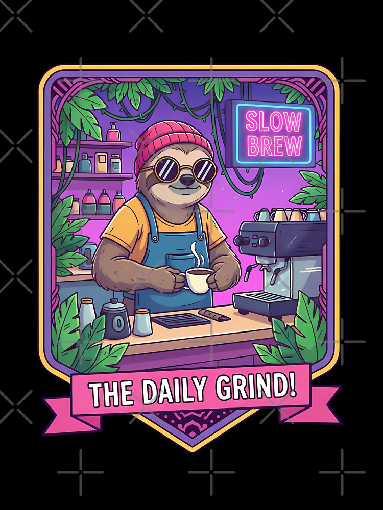 THE DAILY GRIND! | Cute Sloth Barista Slow Brew Coffee Art by DarYang