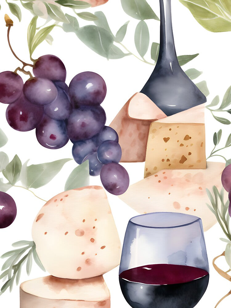 Wine and Cheese Water Color 7 by FantasyRealmOP