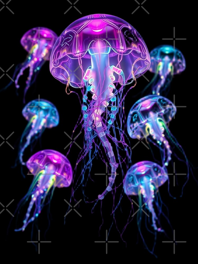 Neon Jellyfish Glow – Psychedelic Deep Sea Art by AstralFiber