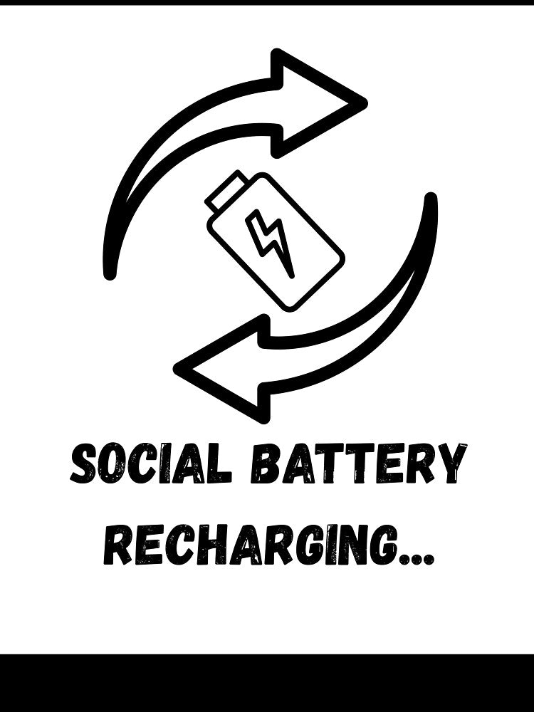 Social Battery Recharging - Funny Introvert Low Energy Meme by khaoulaassila