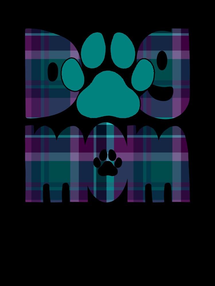 Dog Mom Purple Blue Turquoise Teal  Plaid by HeidiMyersArt
