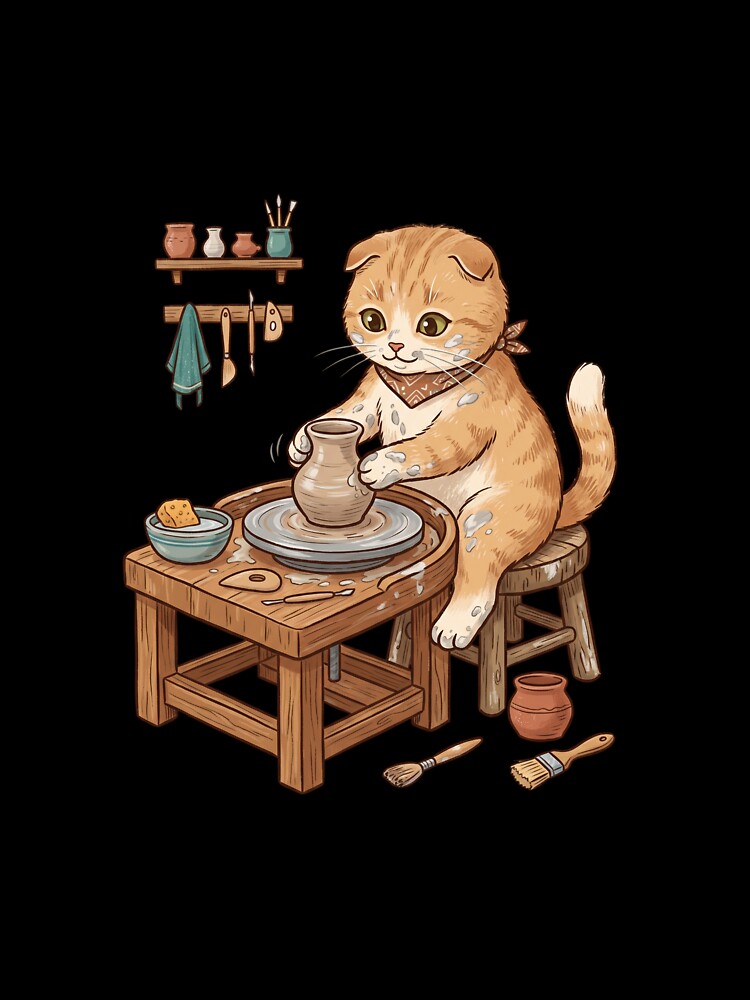 Scottish Fold Pottery Artisan Cute Ceramics Sculptor Clay Craft by PictoVibe