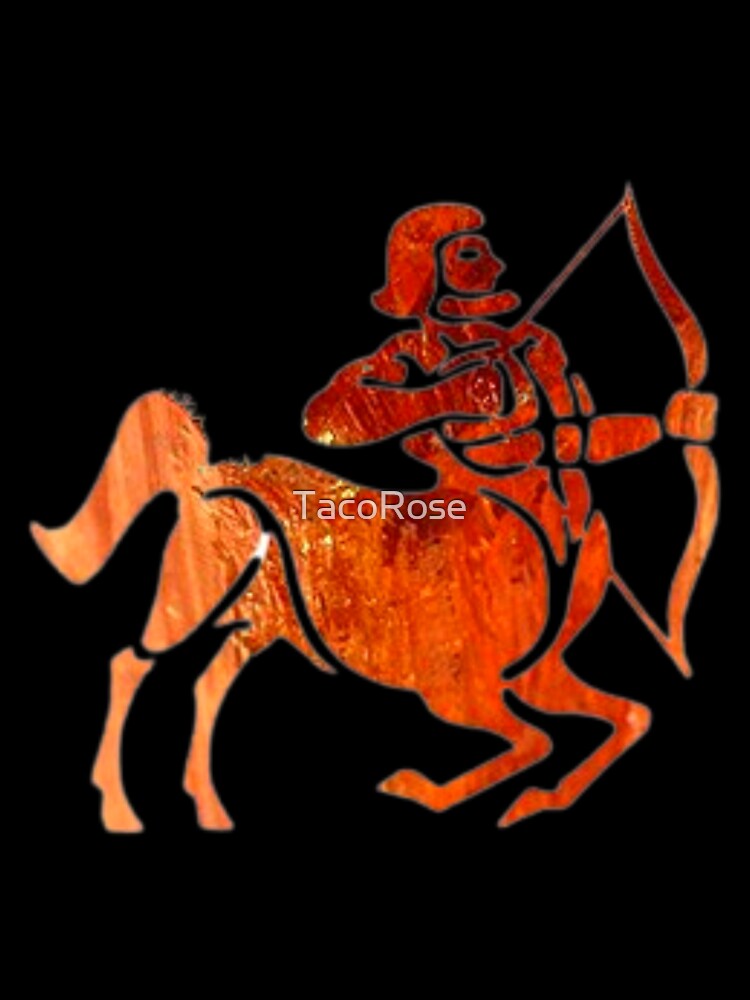 Sagittarius Zodiac Symbol Silhouette Design With November Birthstone Topaz Background by TacoRose