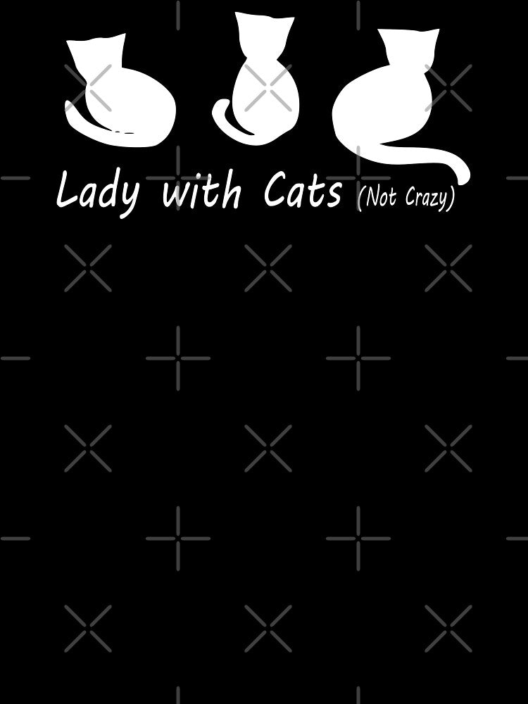 Lady with Cats (not crazy)  White on Black Background by nutmegfairy