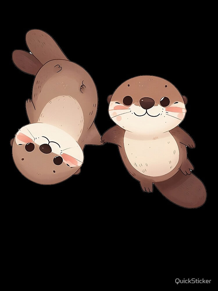 Cute couple of otters holding hands by QuickSticker