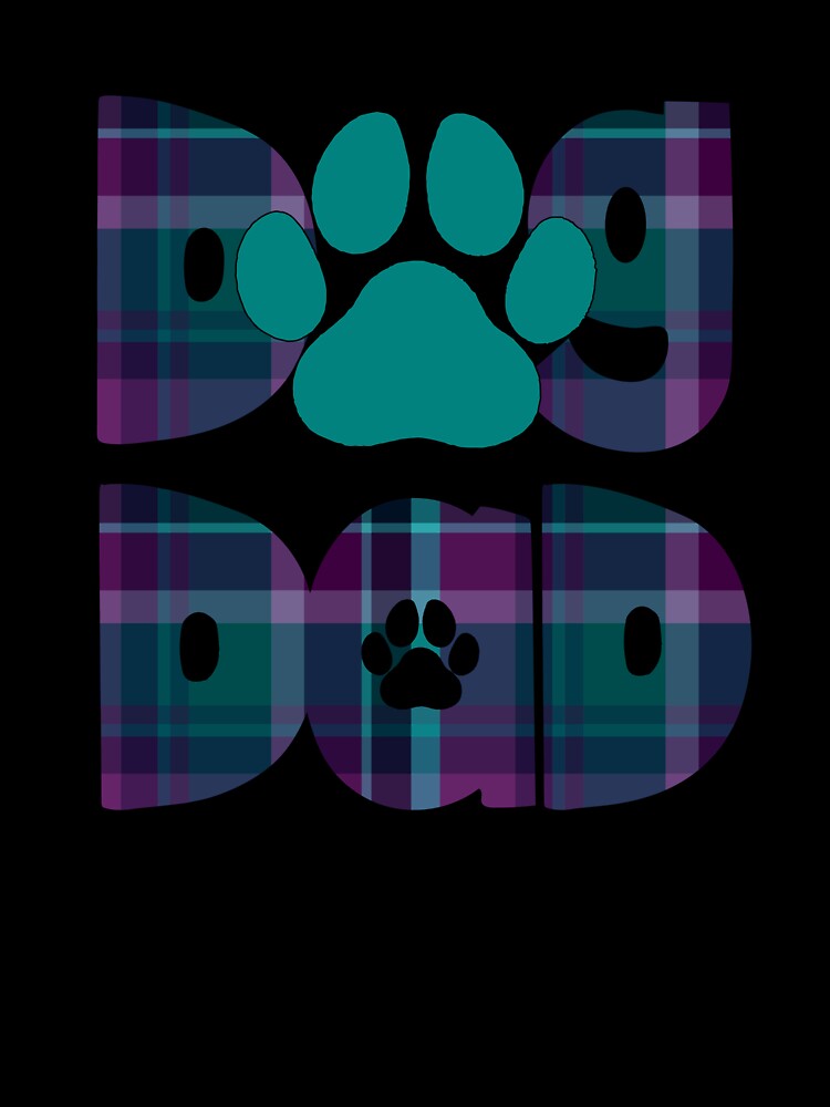 Dog Dad Purple Blue Turquoise Teal  Plaid by HeidiMyersArt
