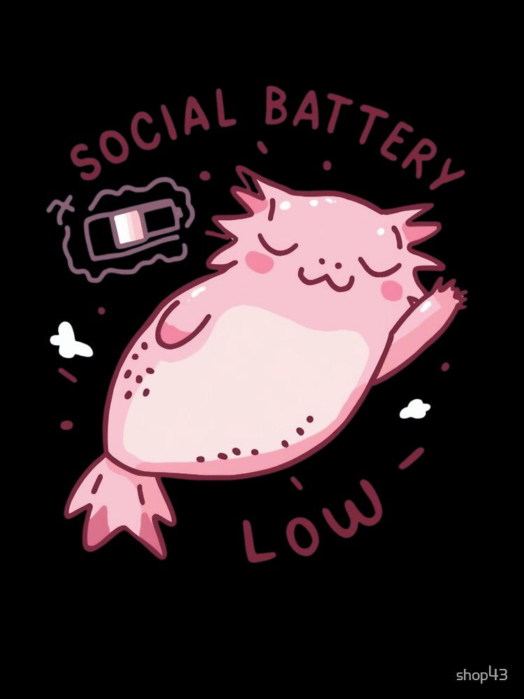 cute pink Axolotl Social Battery Low Funny by shop43