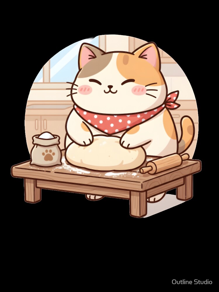 Cat Baking | Making Biscuits | Cute Baker Kitten Design by Outline Studio