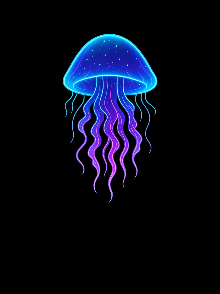 Neon Jellyfish Sticker | Cosmic Glow Sea Creature | Vibrant Blue Purple Medusa Art by GoldenDreamGallery