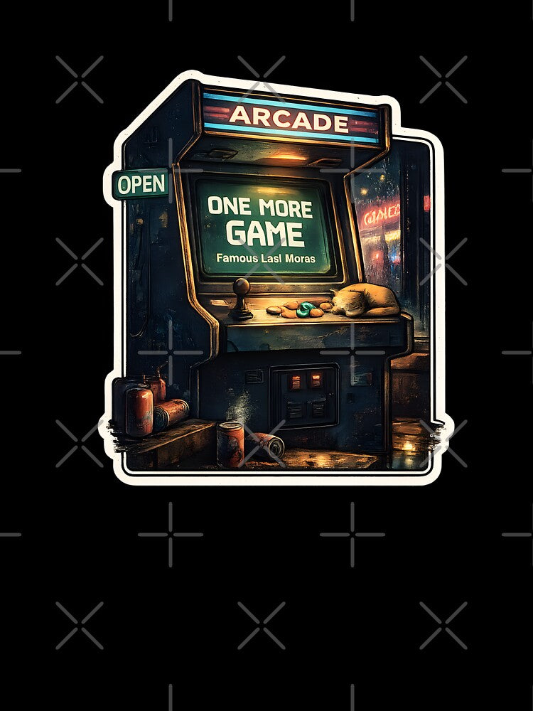 One More Game Retro Arcade Gaming Aesthetic Late Night Gamer Artwork by StickyGuys