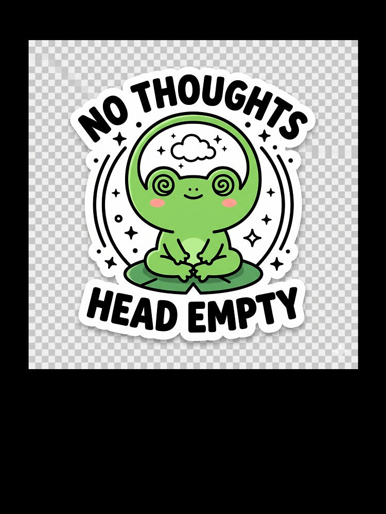 No Thoughts Head Empty Funny Zen Frog Meme Sticker by R & K Fashions