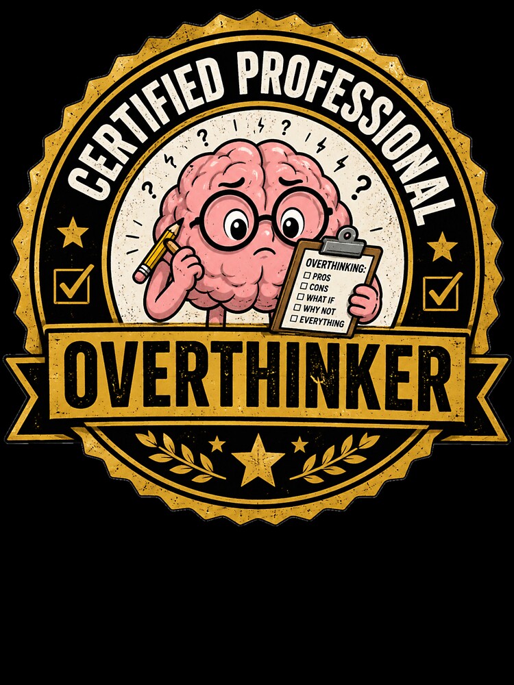 Certified Professional Overthinker | Funny Sticker & T-Shirt by FuzzDrive
