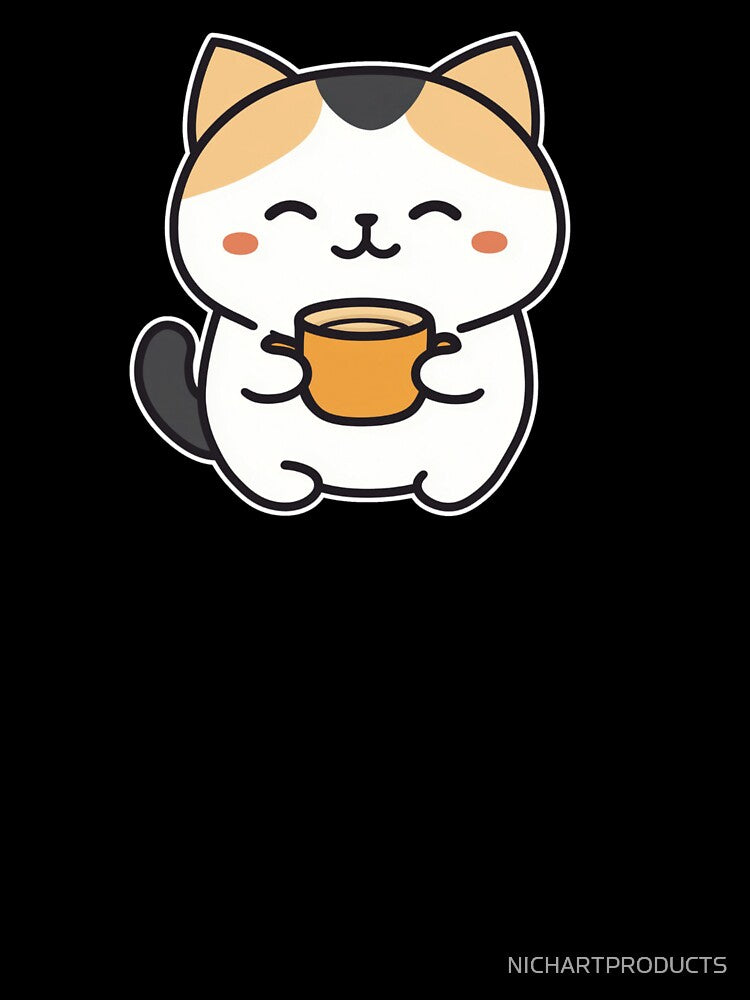 Cute Kawaii cat drinking coffee by NICHARTPRODUCTS