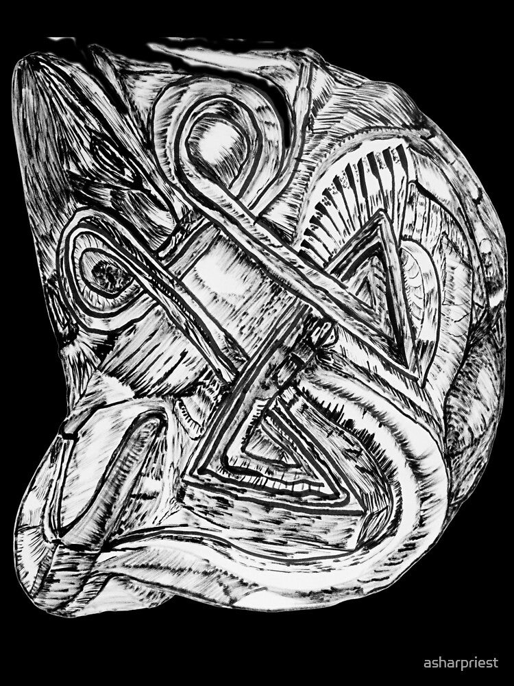 black and white brush pen drawing by asharpriest