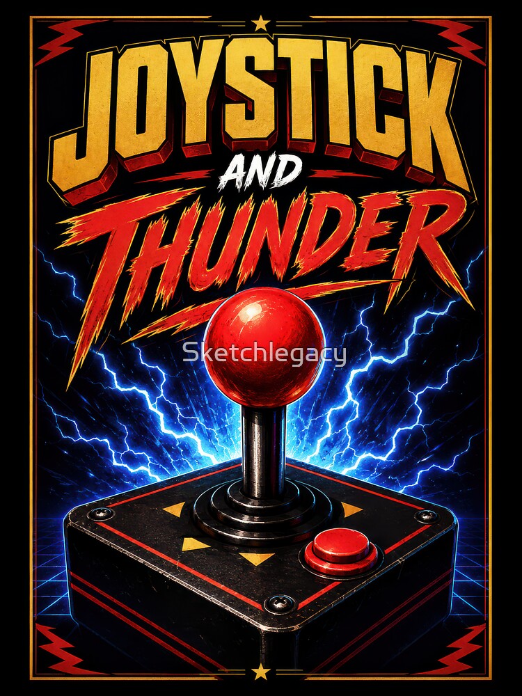 Joystick and Thunder Retro Arcade Gaming by Sketchlegacy