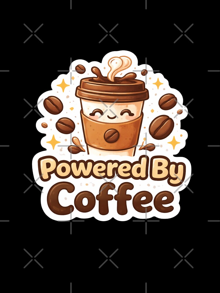 Powered By Coffee – Funny Coffee Lover Sticker by MrDev