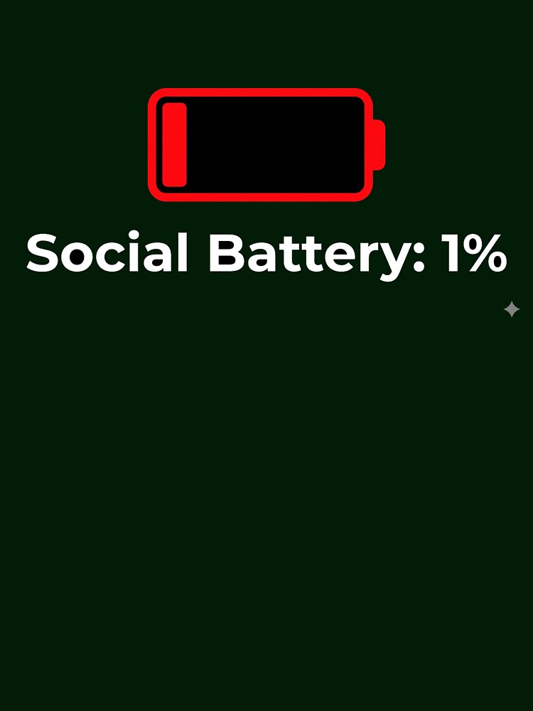 Social Battery 1% Low Battery Minimalist Funny Introvert Graphic by Sarvionstudio