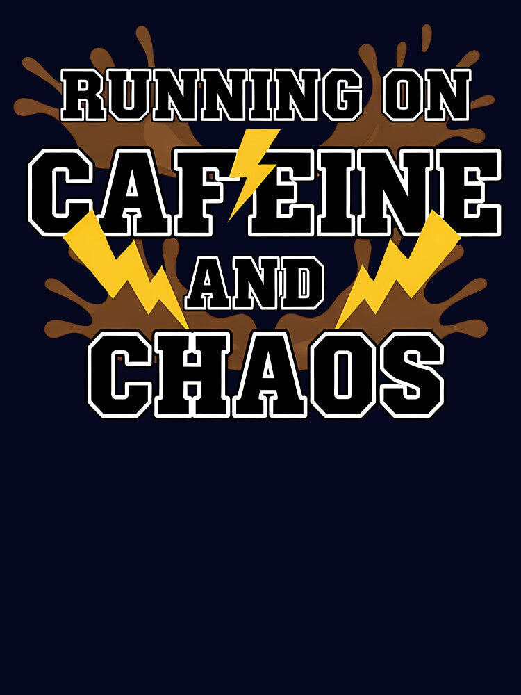 Running on Caffeine and Chaos Funny Coffee Lover Mom Life DAD LIFE & Busy Parent Humor by amzwag