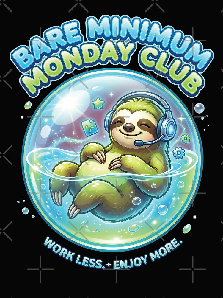 Bare Minimum Monday Club Sloth | Work Less Enjoy More | Cute Lazy Work Vibes by KAYJAY DESIGNS