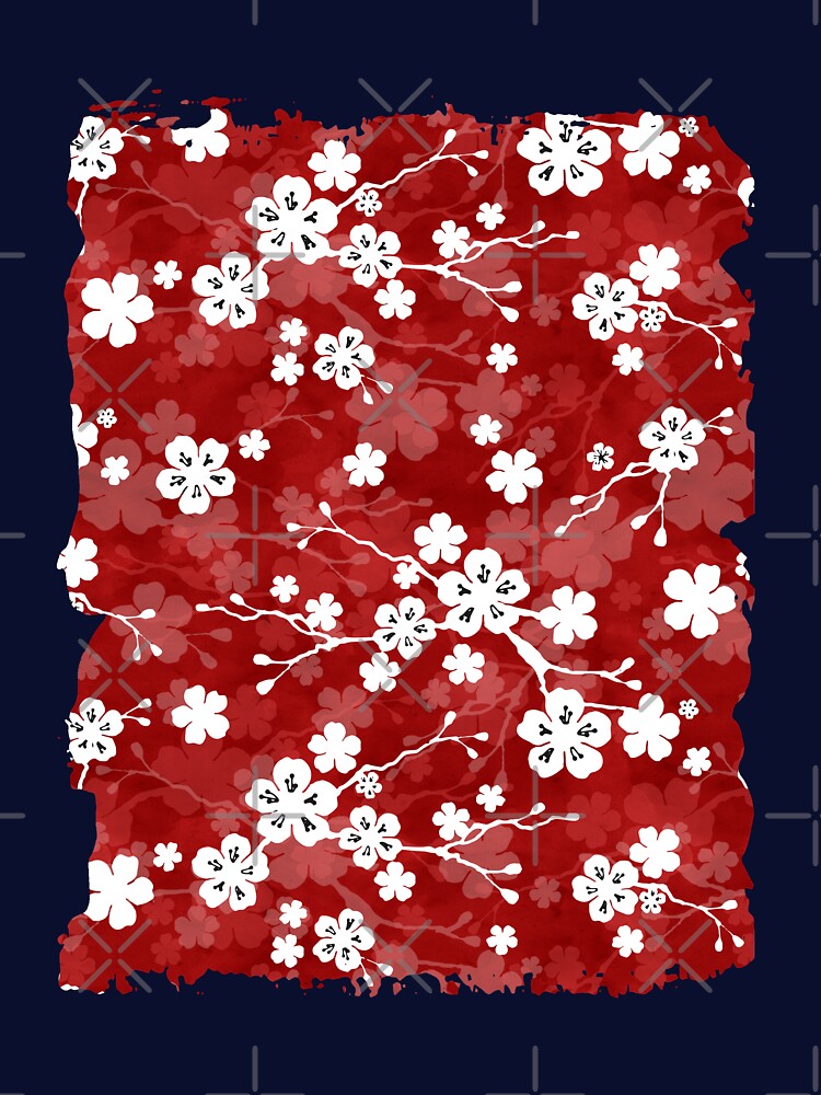 Red and white cherry blossom pattern by adenaJ