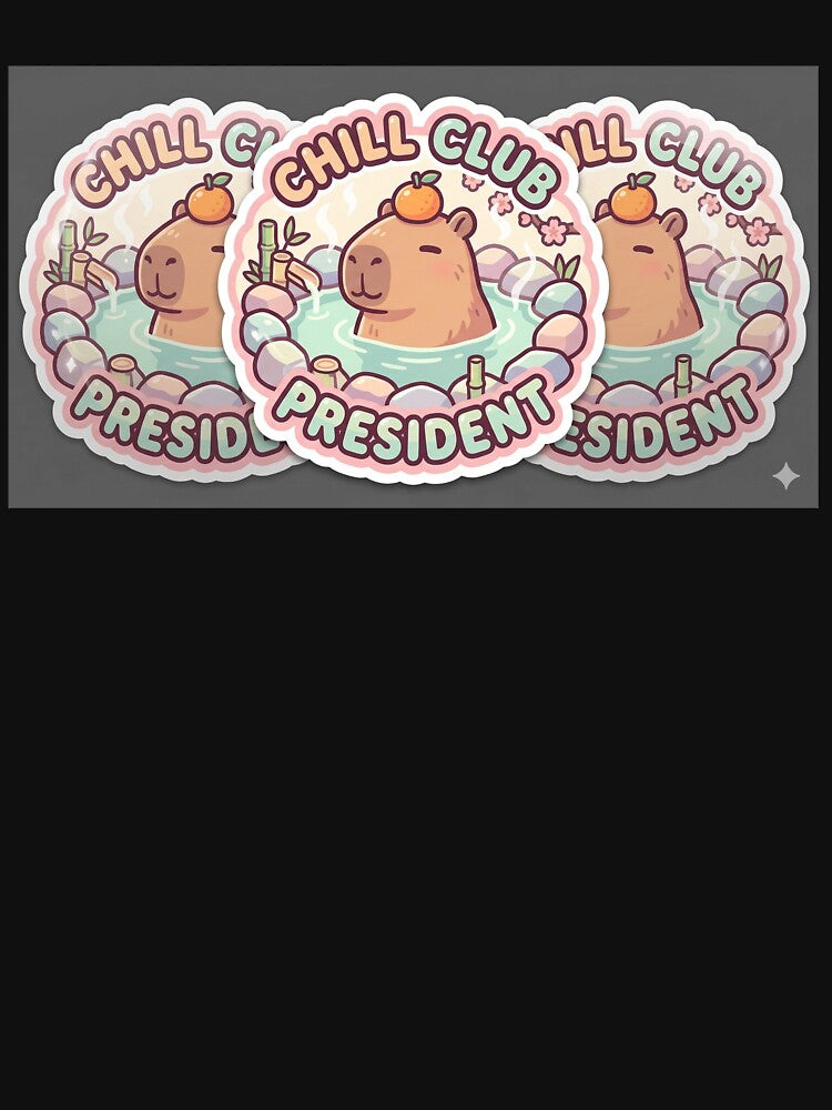 Chill Club President Kawaii Capybara Hot Spring by R & K Fashions