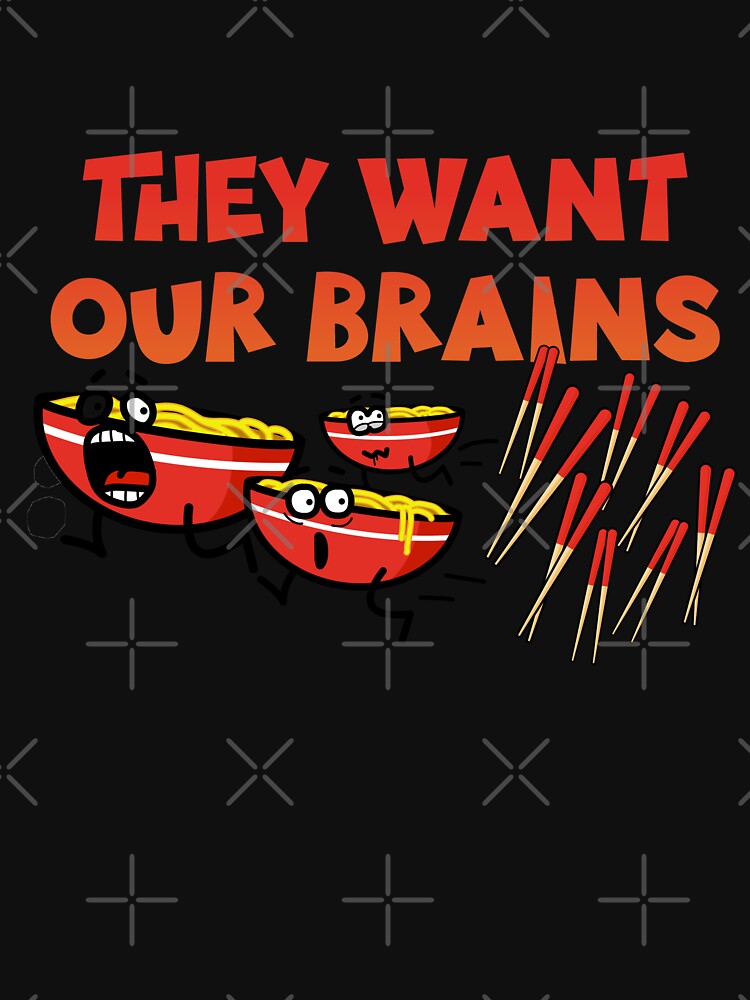Zombie Chopstick Ramen Bowl T-Shirt - Funny Noodle Food Tee by PrintPress