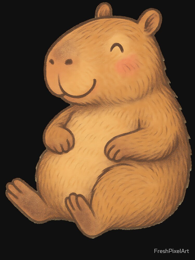 Chill Capybara – Cozy Pastel Cartoon Illustration by FreshPixelArt