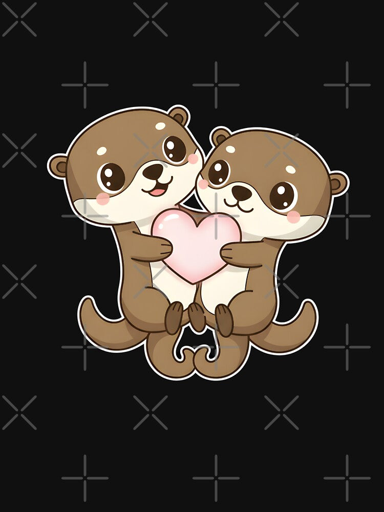 Adorable Otters Holding Heart by Nocturnal-Vines