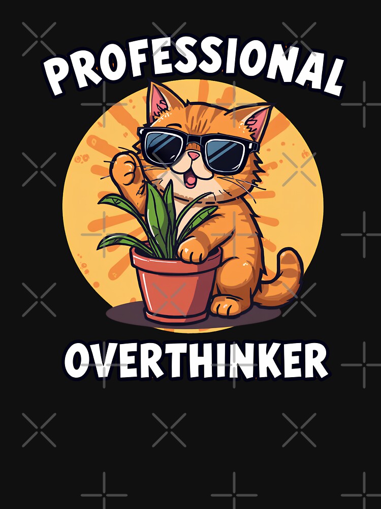 Professional Overthinker Funny Cat Plant Aesthetic by Karina Creative Studio