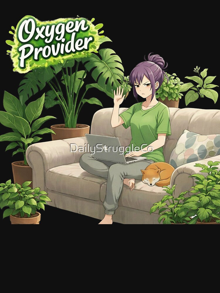 Oxygen Provider - Funny Anime Plant Mom Design by DailyStruggleCo