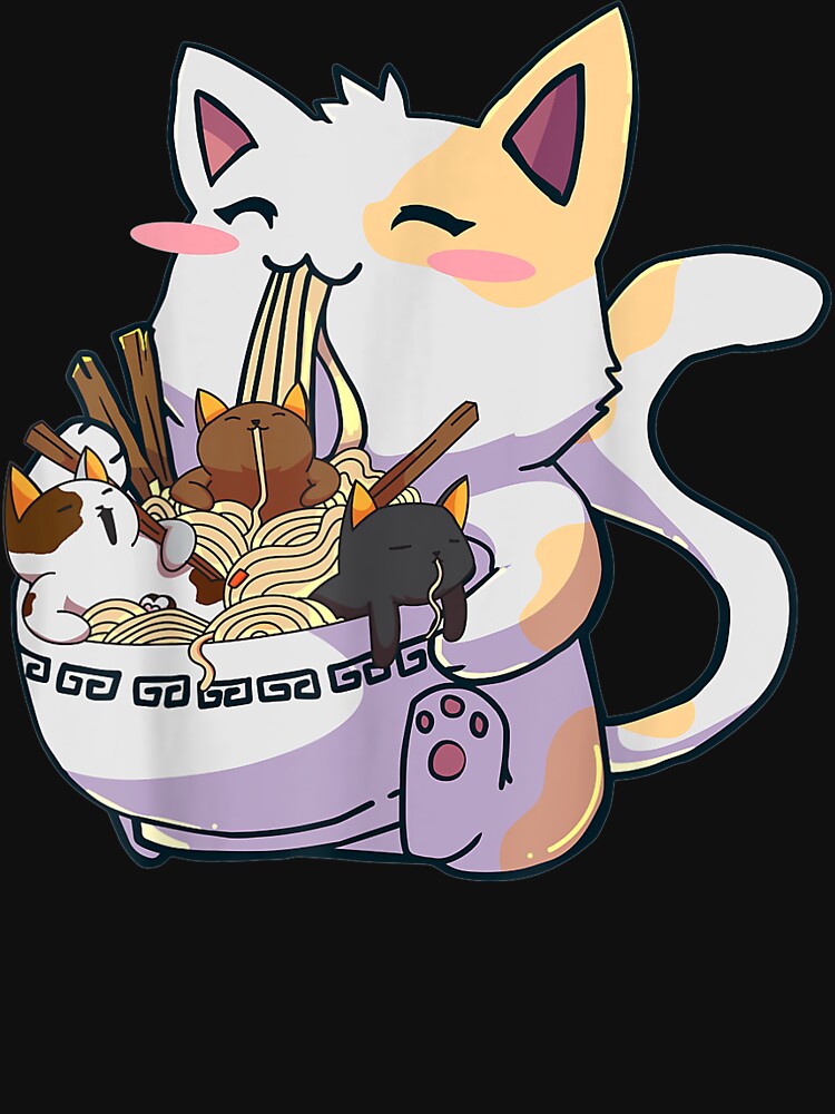 Cat Ramen Bowl Anime Japanese Noodles by MartinStudio
