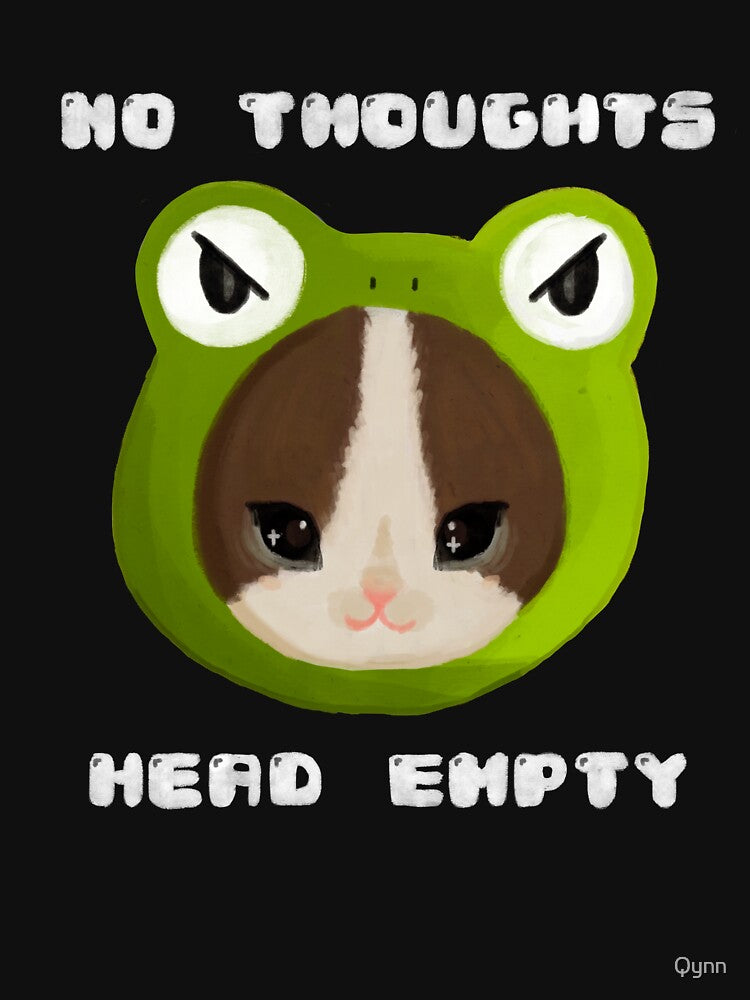Frog Hat Cat with White Text by Qynn