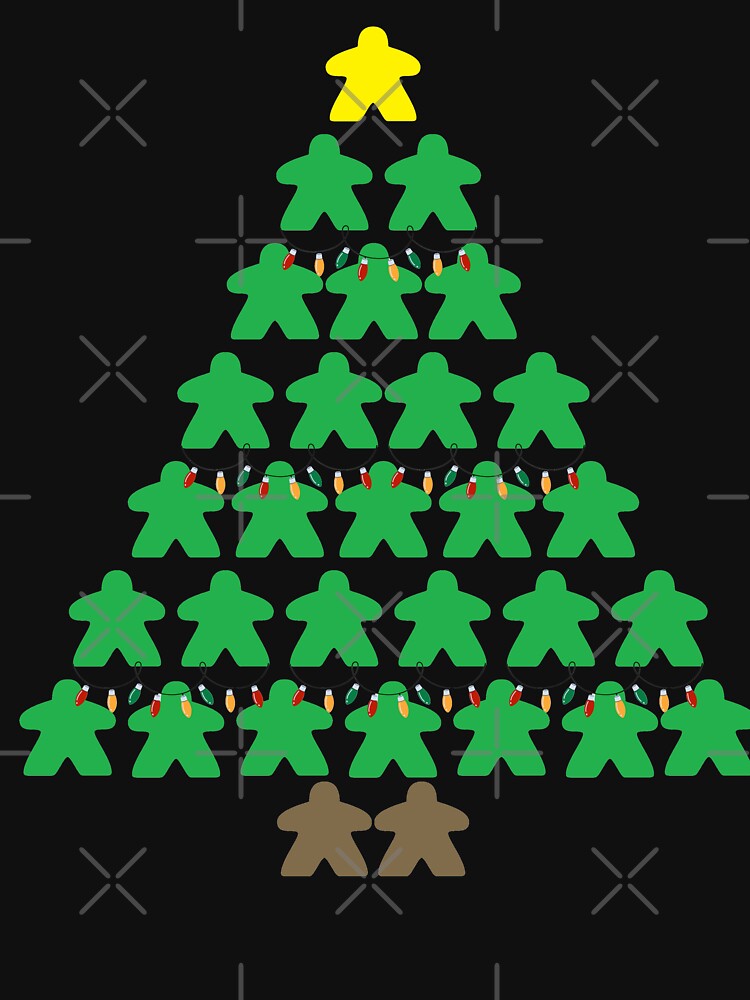 Christmas Tree Meeples with Lights Tabletop Black Background by JEL-Designs