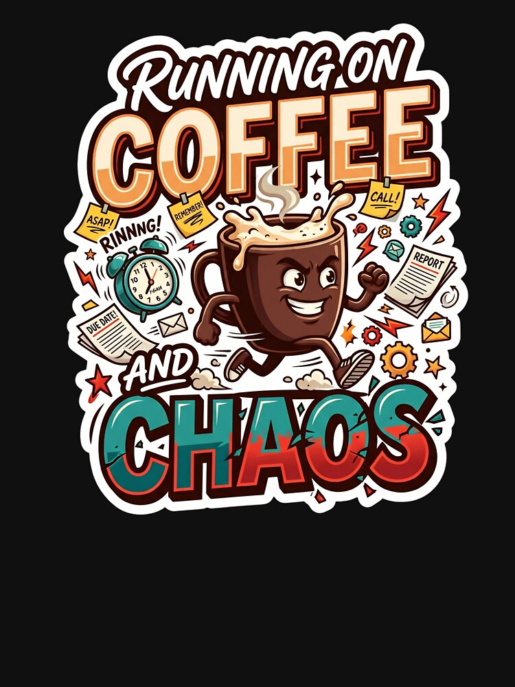Running On Coffee And Chaos Funny Coffee Lover Design by Pixel Analytics
