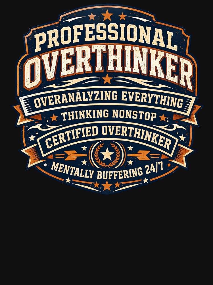 Professional Overthinker Funny Overthinking Humor Retro Vintage T-Shirt by Egyptian king ⭐⭐⭐⭐⭐