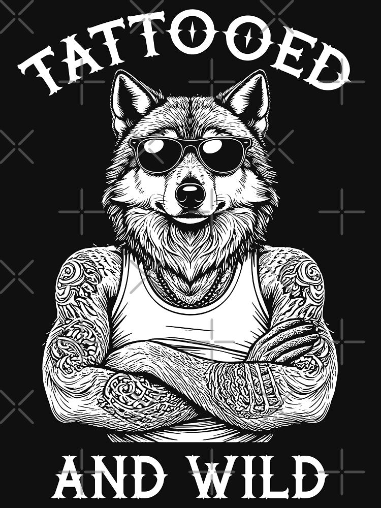 Tattooed And Wild Funny Inked Wolf Animal Tattoo Lover by GrandeDuc