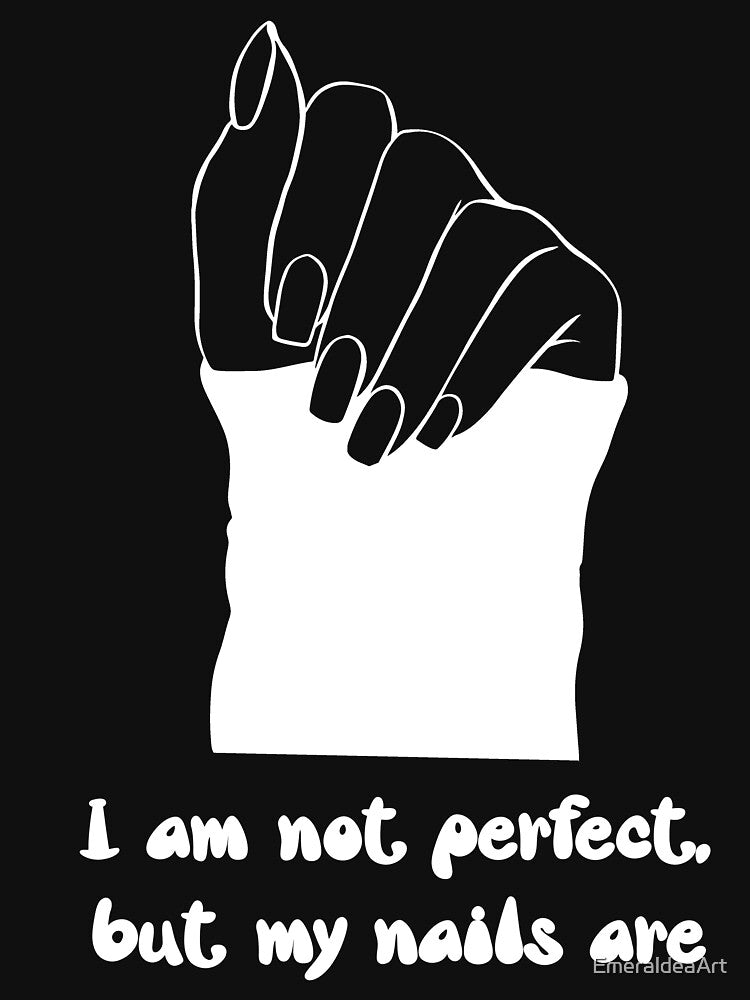 I’m Not Perfect, But My Nails Are – White Minimalist Nail Art by EmeraldeaArt