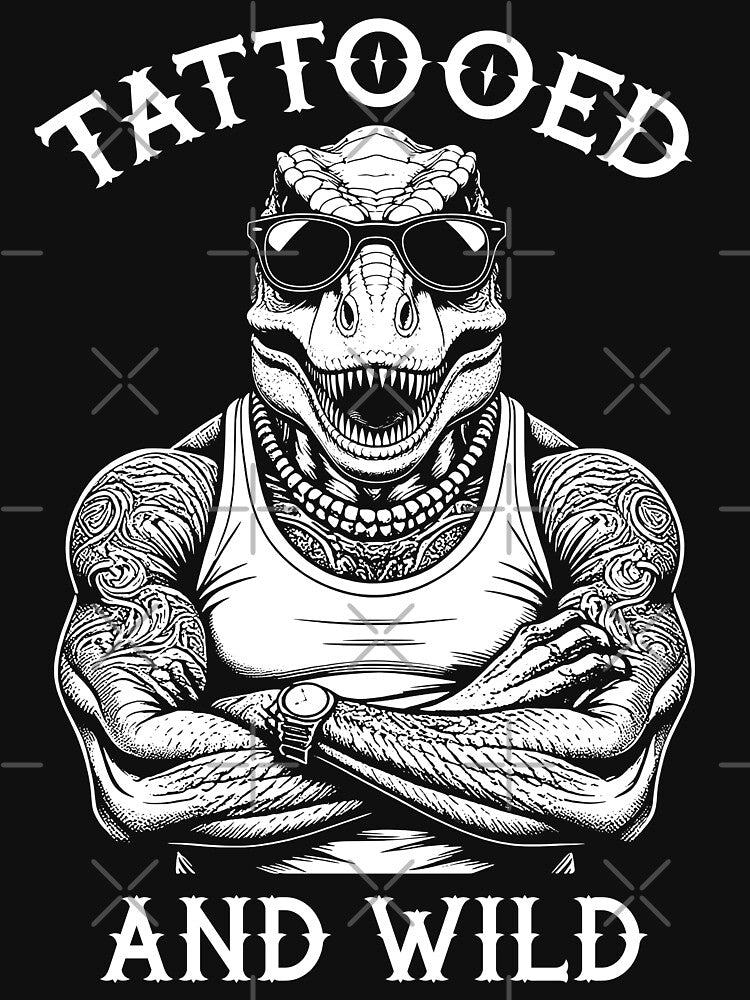 Tattooed And Wild Funny Inked Trex Animal Tattoo Lover by GrandeDuc
