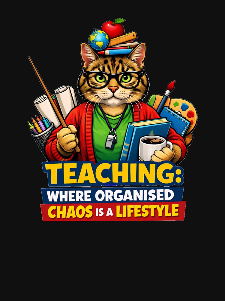 Funny Teacher Cat Teaching Where Organised Chaos Is A Lifestyle Retro Pop Art by DeliaDesignsCo