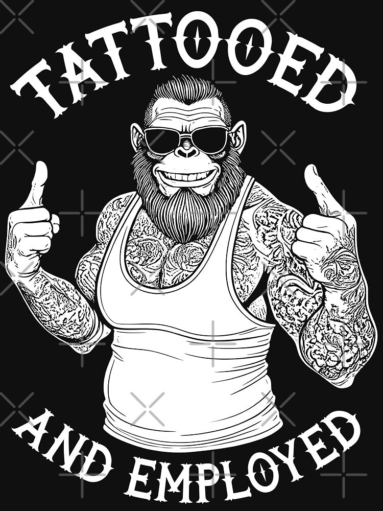 Tattooed and Employed Funny Inked Bigfoot Sasquatch Tattoo by GrandeDuc