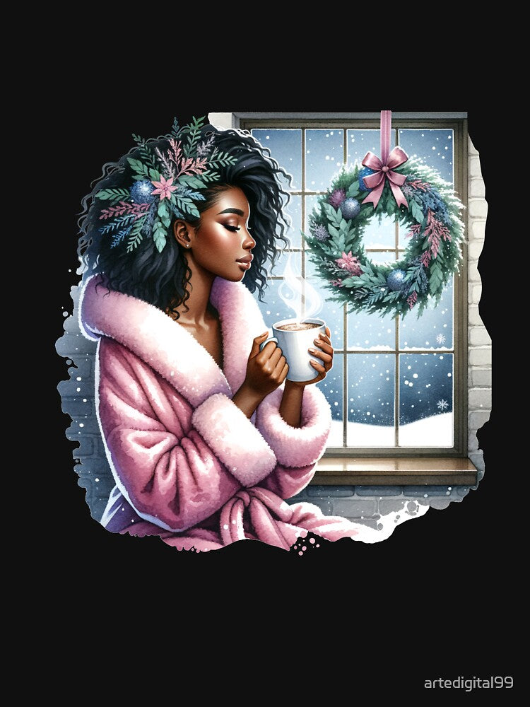 African American Christmas Graphic – Watercolor Holiday Art by artedigital99